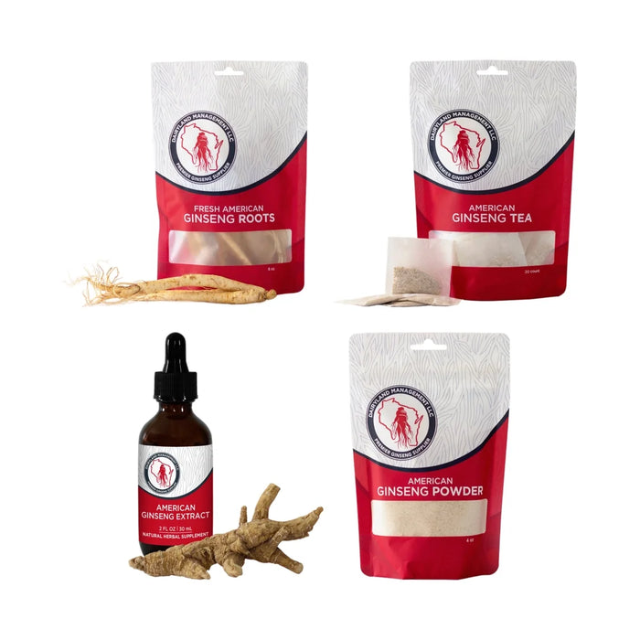 Wisconsin Ginseng Wellness Bundle – Tea, Roots, Powder & Extract