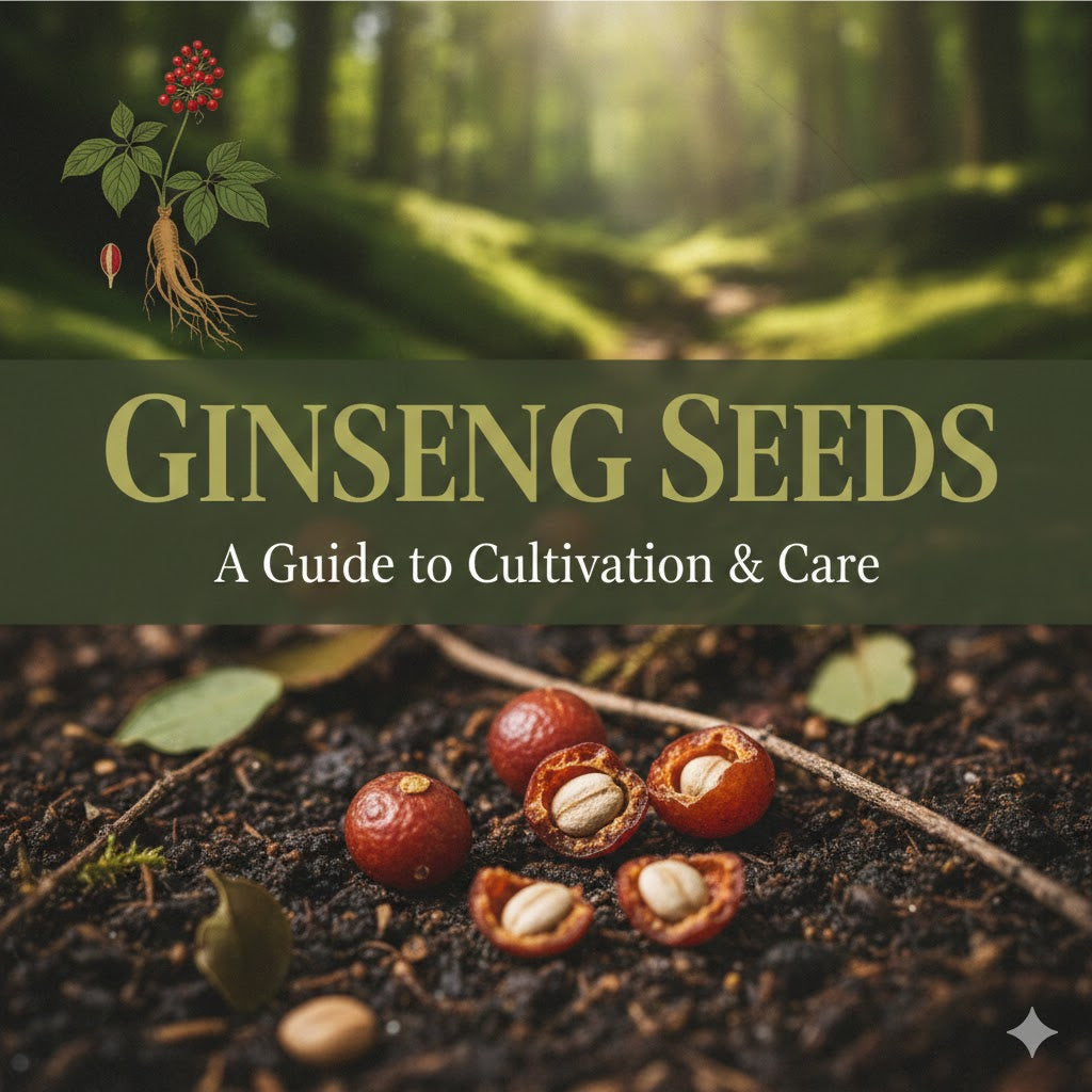 Wisconsin ginseng seeds in natural soil, showcasing farm-grown, non-GMO American ginseng cultivation.